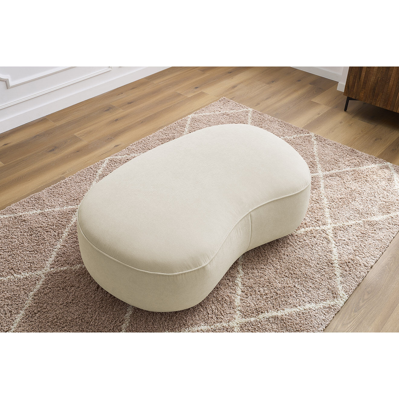 Bobochic Pouf Saint-Germain tissu texturé beige - 147x90x47 cm