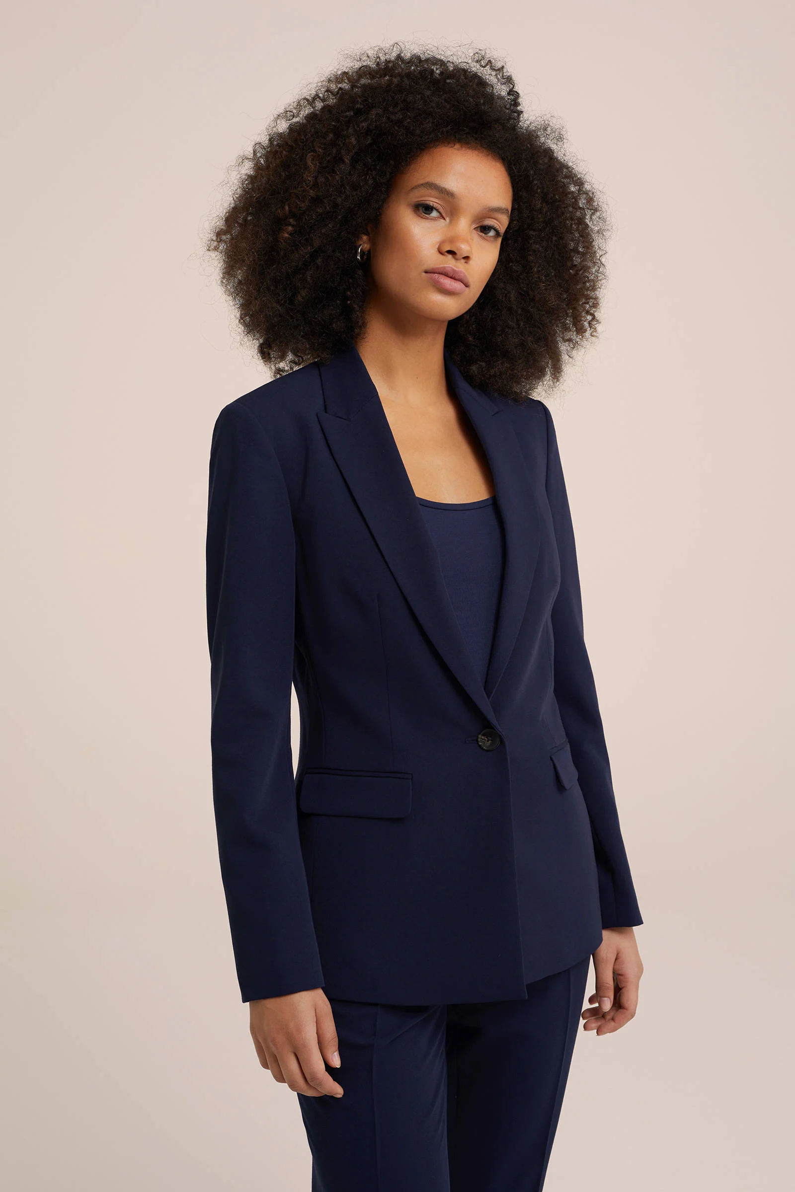 WE Fashion getailleerde blazer donkerblauw