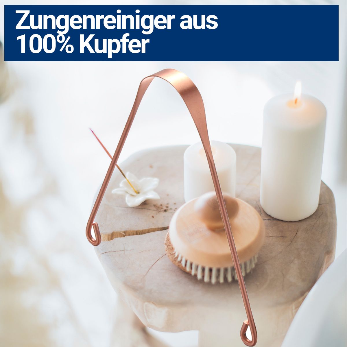 Oralflora Kupfer Zungenschaber Ayurvedischer Zungenreiniger 100% Kupfer
