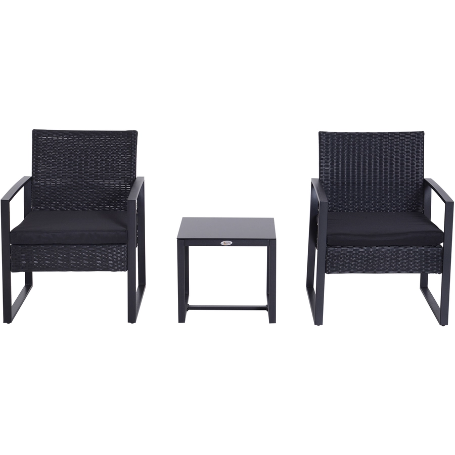 Outsunny Polyrattan Sitzgruppe als 5-tlg. Set schwarz