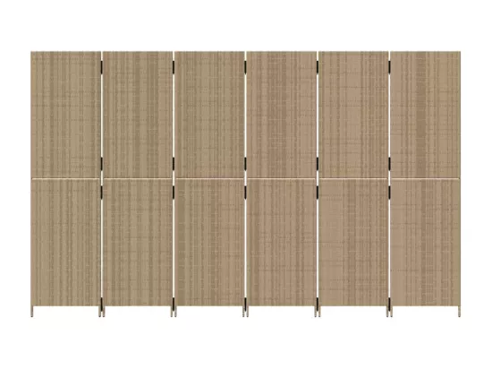Cloison de séparation 6 panneaux beige résine tressée