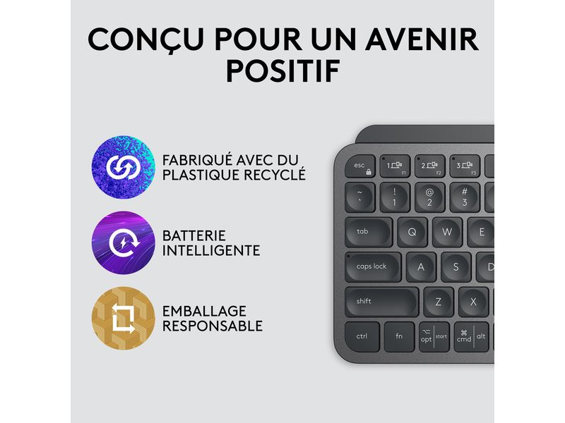 Logitech Tastatur MX Keys Mini Graphite CH-Layout Minimalistische kabellose Tastatur mit Tastenbeleuchtung