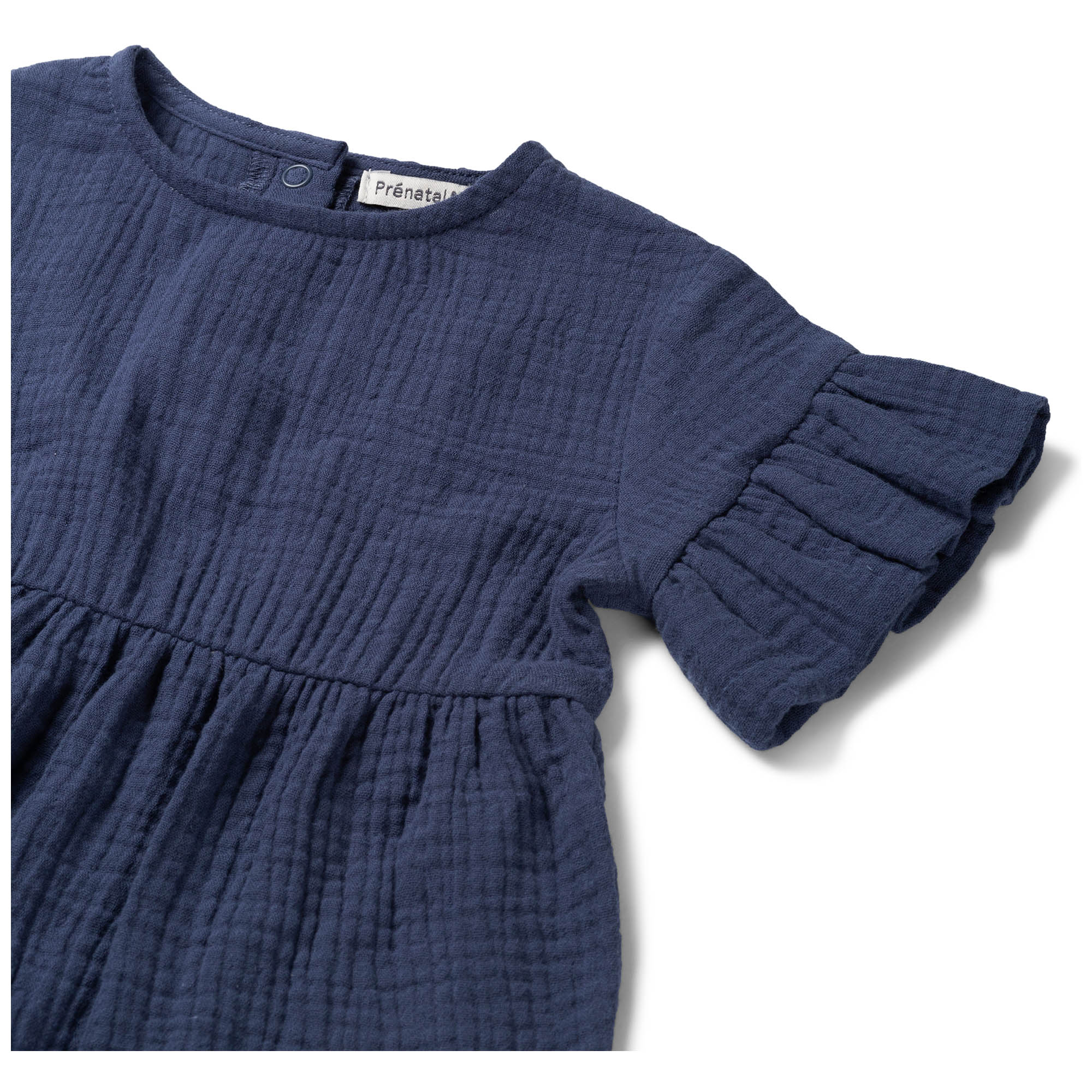 Prénatal baby jurk korte mouwen effen blauw