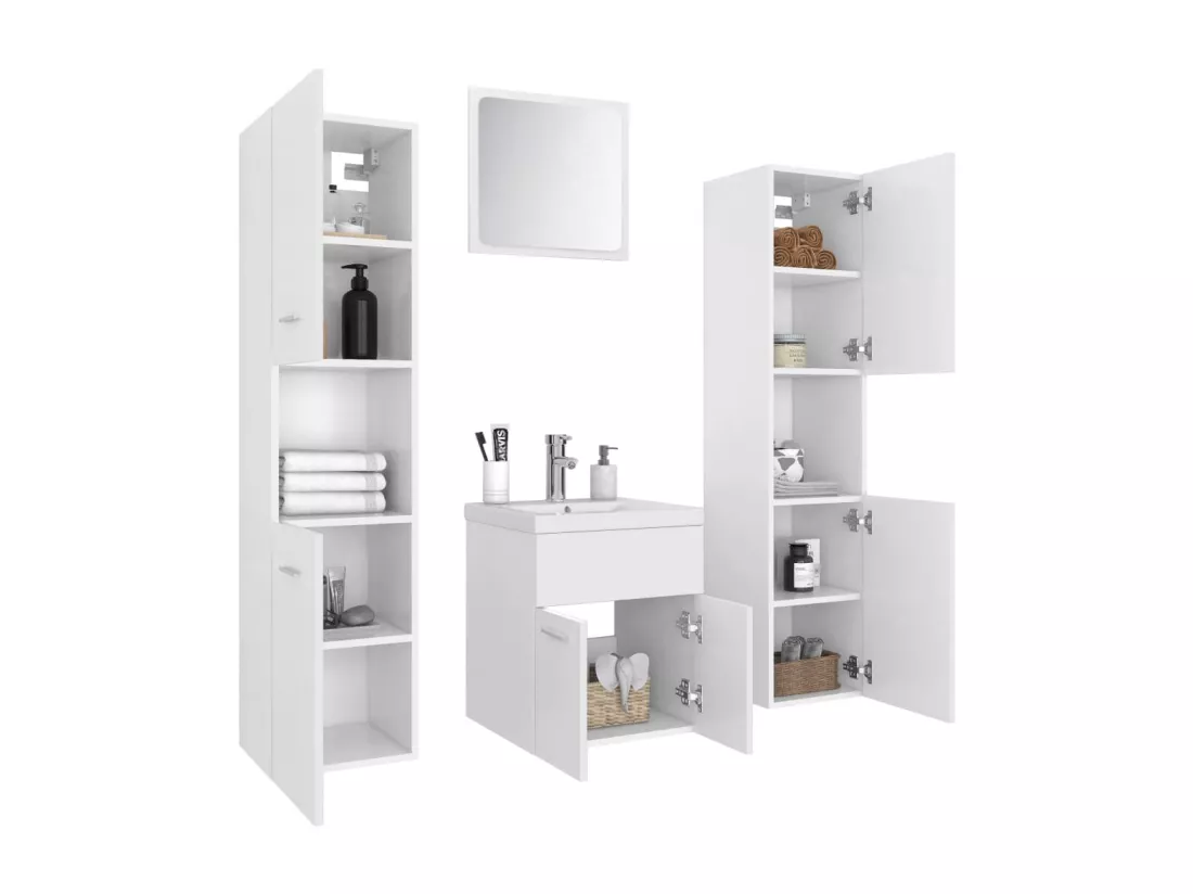Ensemble de meubles de salle de bain Blanc Aggloméré