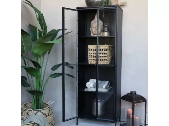 Armoire 2 portes rangement chambre salle de bain métallique noir 184cm