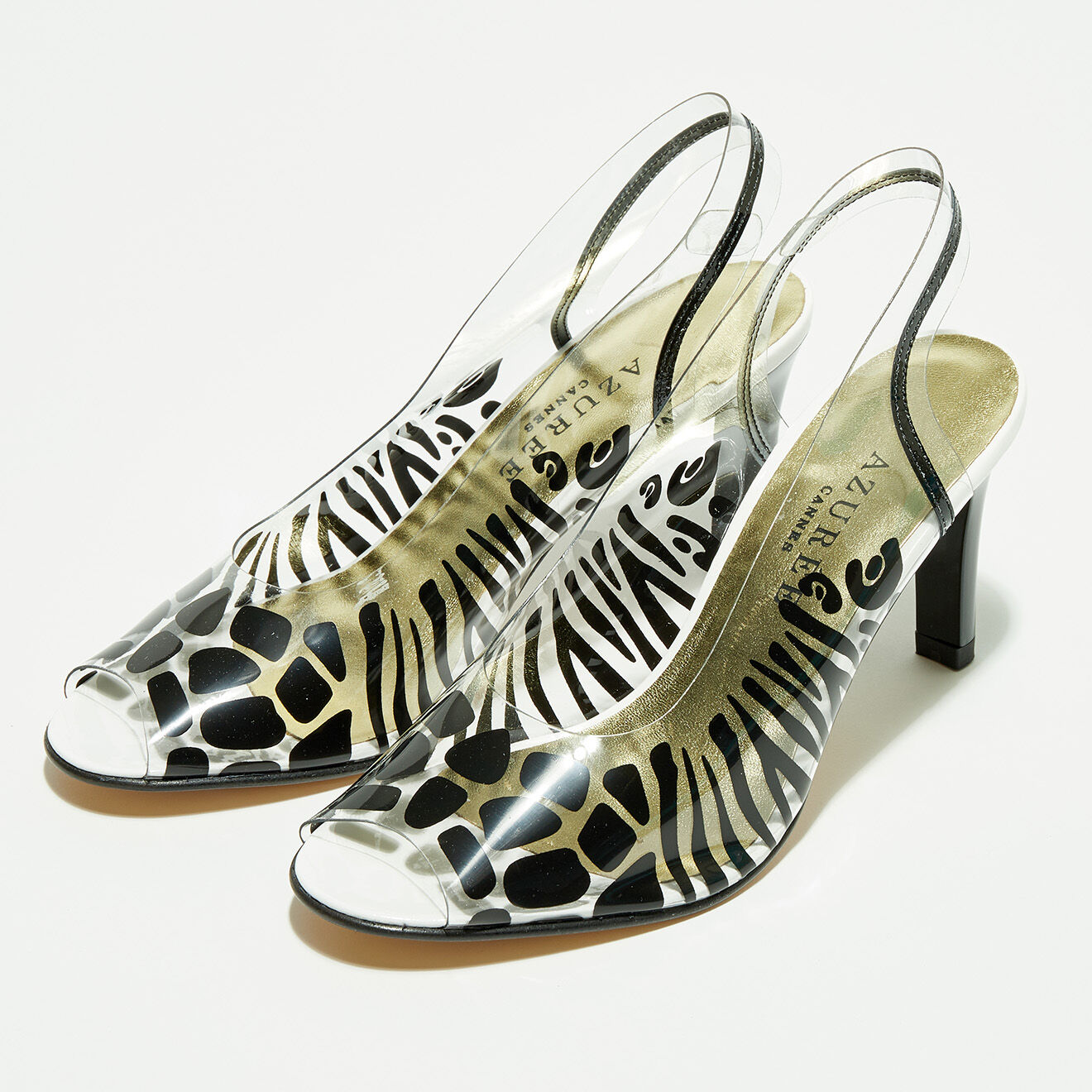 Azurée Cannes Slingback en Plexi Dora noires - Talon 7 cm