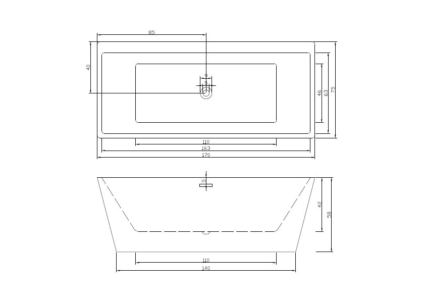 Badstuber Style vrijstaand ligbad 170x75x59cm