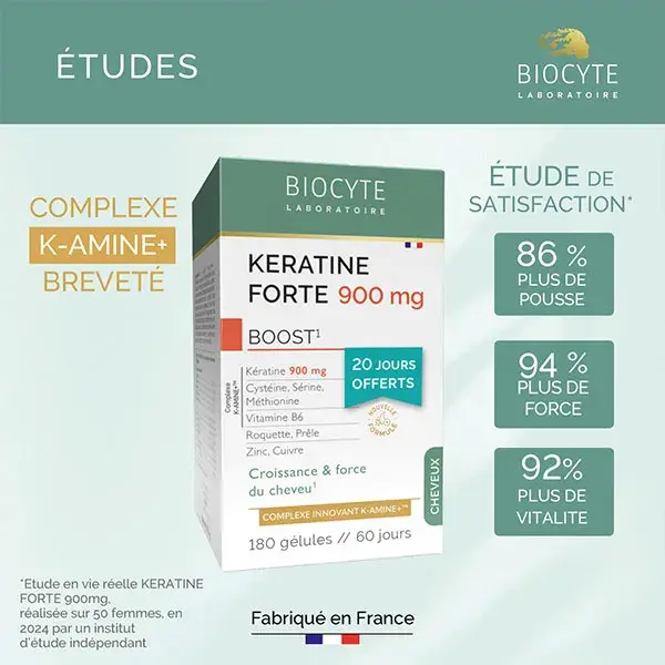 Biocyte Keratin Forte 900mg - Estimulante para o Crescimento e Fortalecimento Capilar - 120 cápsulas