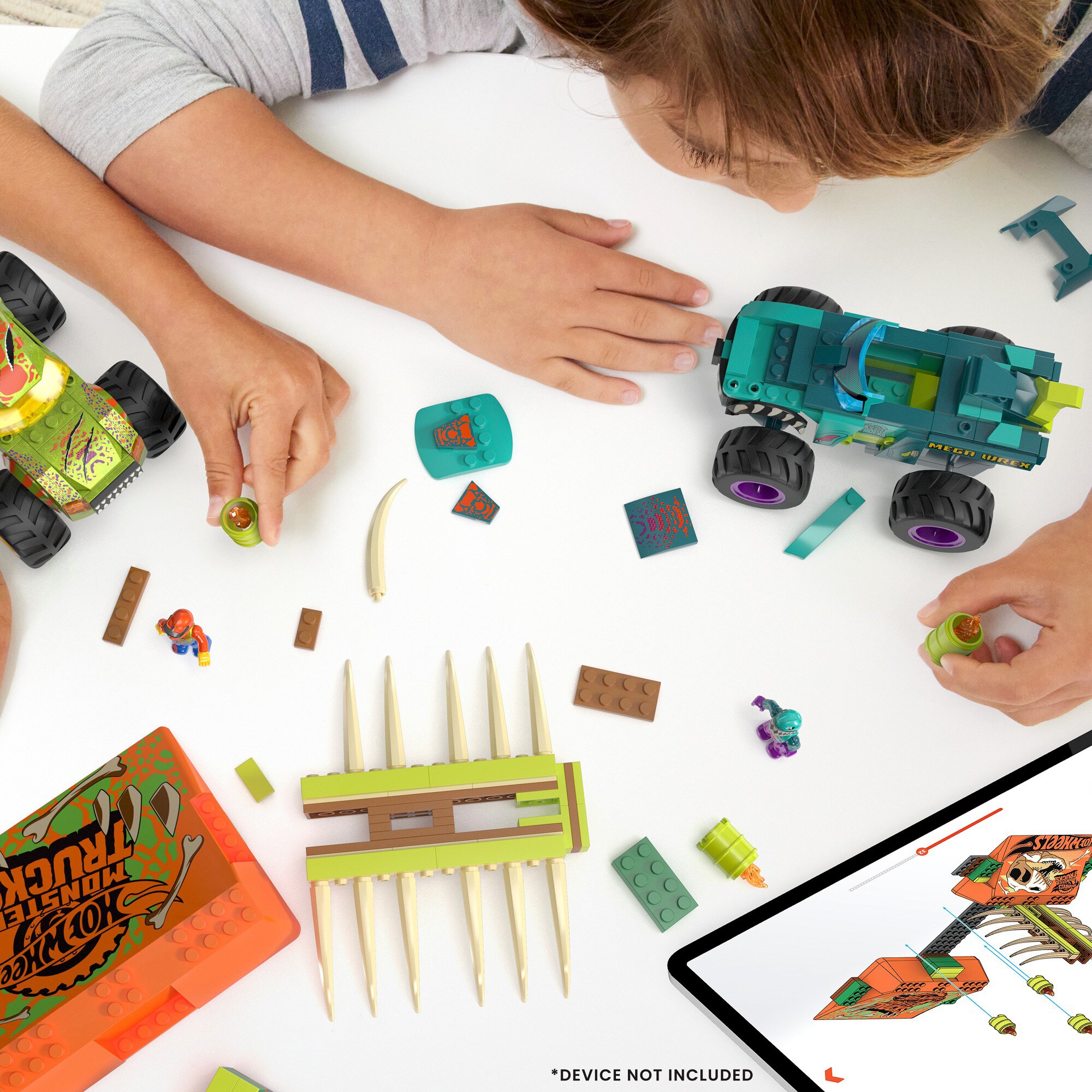 Mattel Konstruktionsspielzeug MEGA Hot Wheels Monster Trucks Mega-Wrex Knochen Crash Stuntbahn