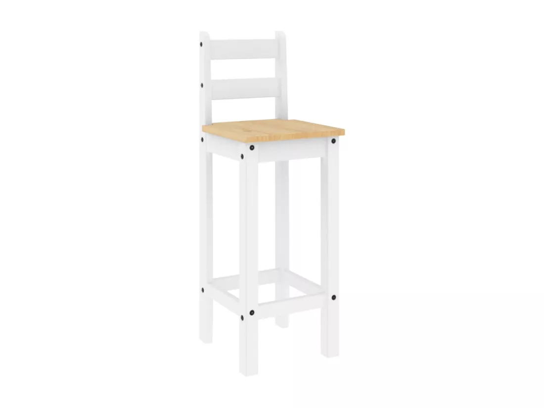 Chaises de bar lot de 2 blanc bois de pin solide