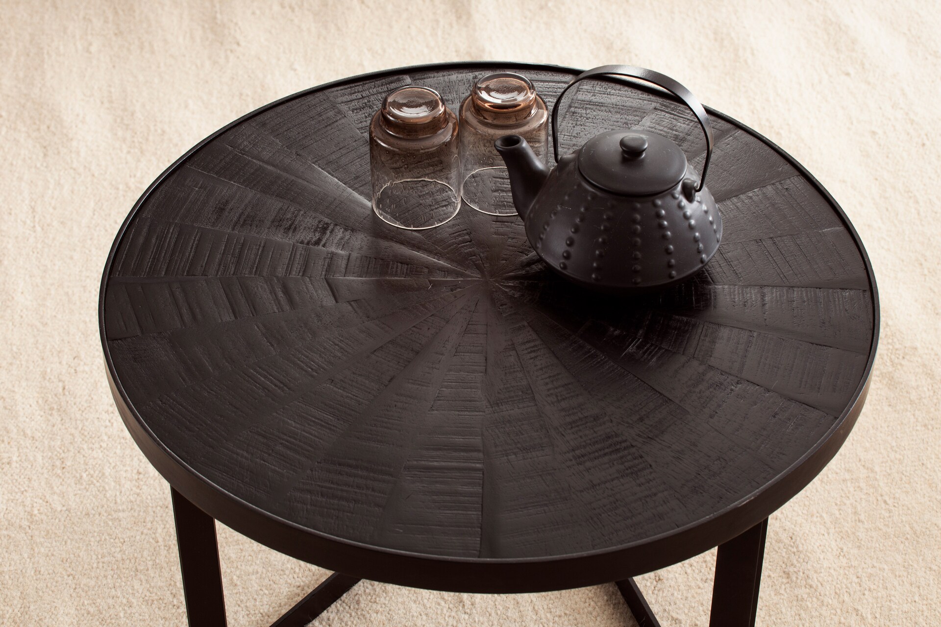 Couchtisch 58x40 cm Massivholz Mango schwarz