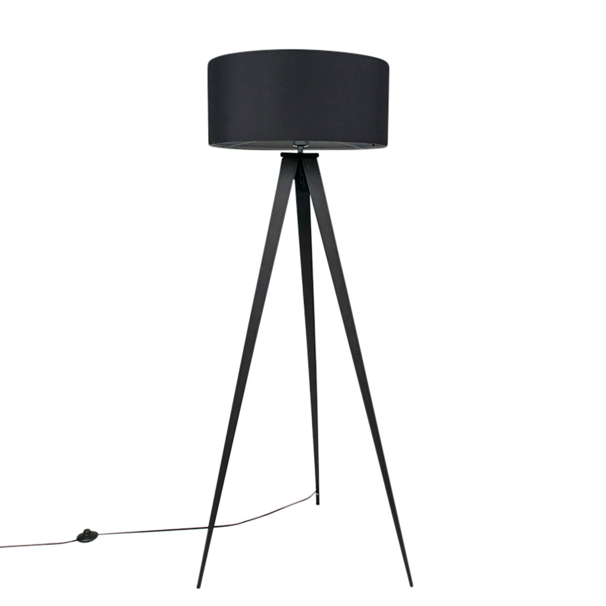 Smart vloerlamp zwart met zwarte kap incl. Wifi A60 - Ilse