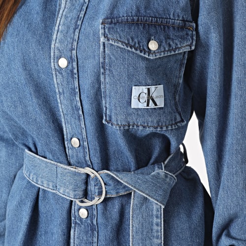Robe Chemise Jean Manches Longues Femme 1812 Bleu Denim