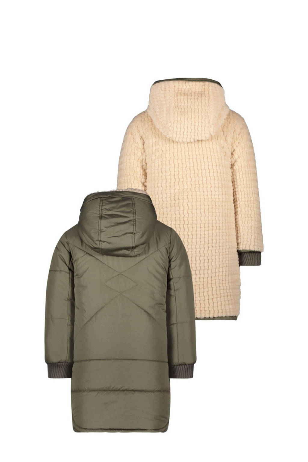 Like Flo reversible gewatteerde winterjas Ariana armygroen/beige
