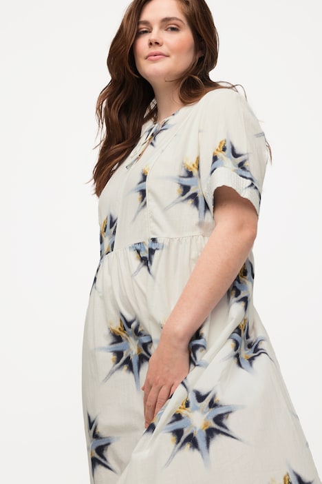 Kleid, Sterne, Rundhals, Halbarm, Biobaumwolle