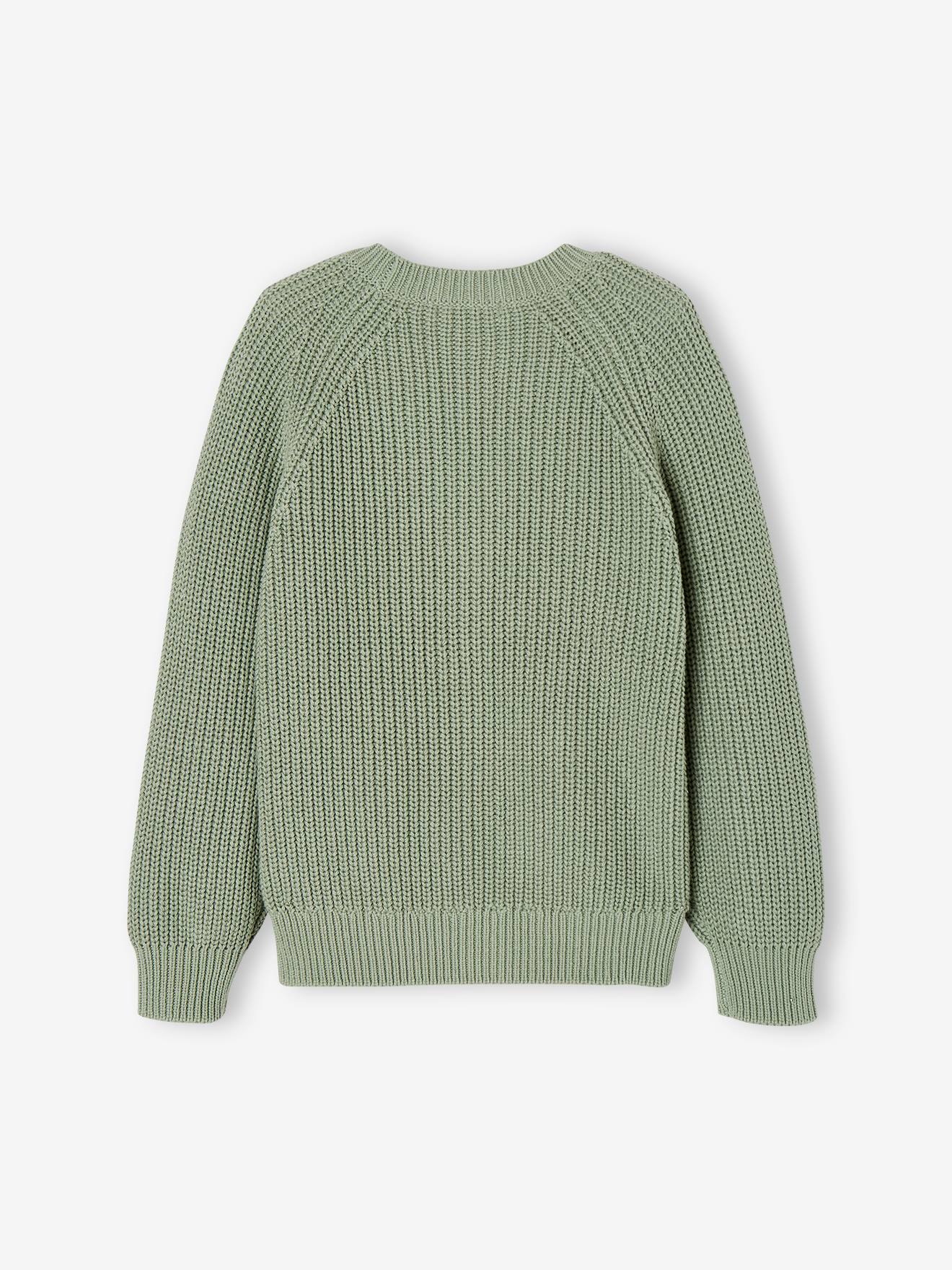Casaquinho de tricô perolado para meninas, verde salgueiro