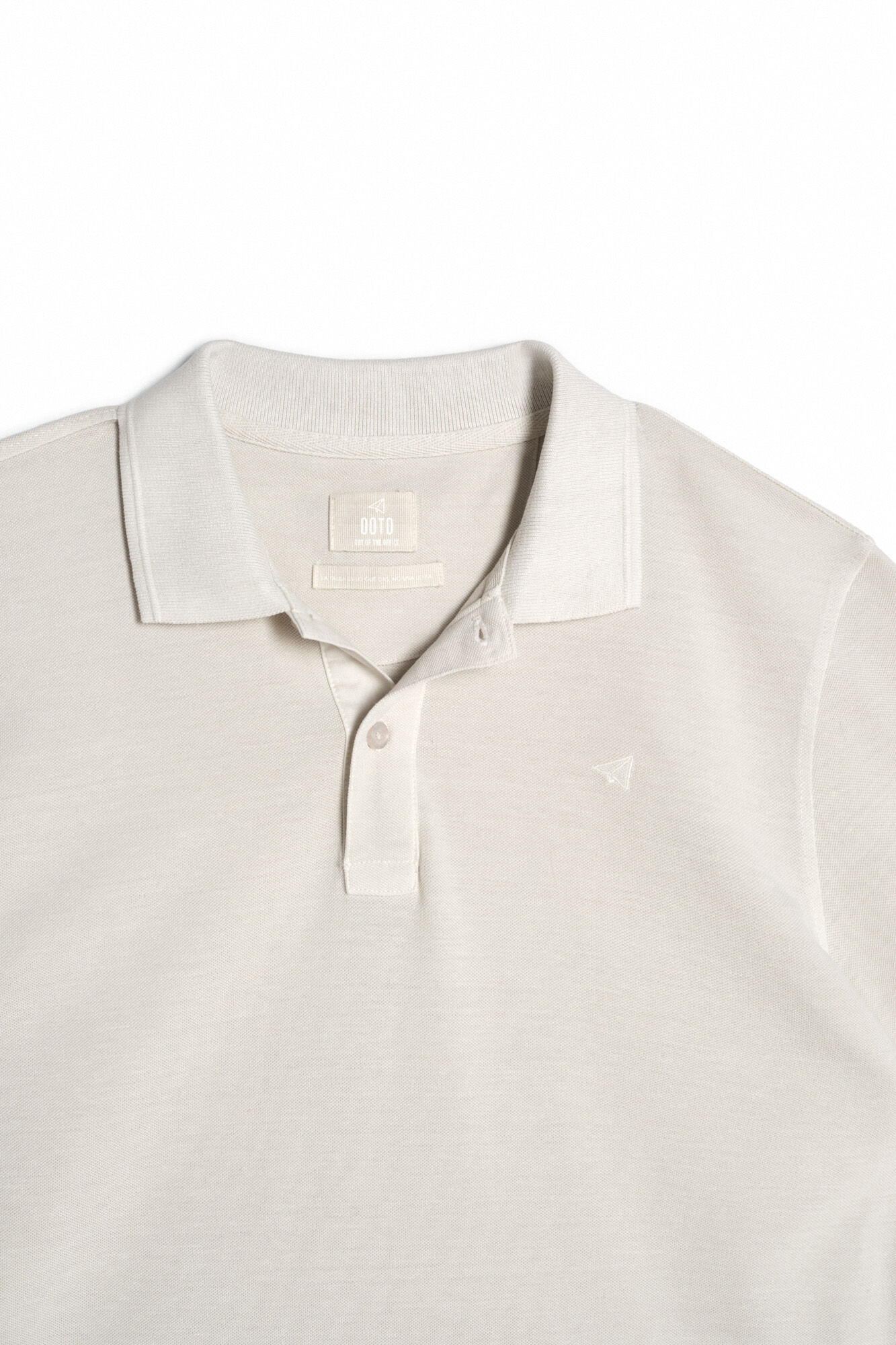 Camisa polo, piqué lavado, avião bordado - Cinza
