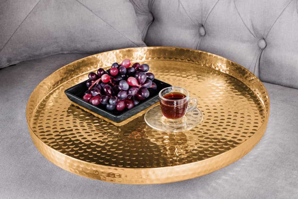 Design 2er Set Beistelltisch ELEMENTS 55cm gold handmade rund