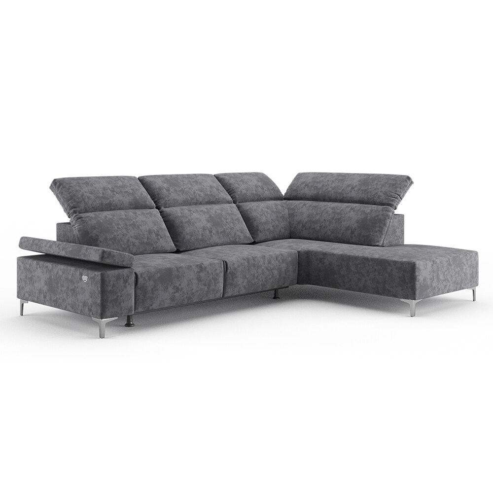 VitaliSpa Ecksofa Loungesofa Boxspringsofa James Anthrazit Relaxfunktion 301x86 cm modern Wohnzimmer Sofa Wohnzimmercouch Loungeecke Polstereckcouch Taschenfederkern USB-Anschluss Fußteil ausfahrbar