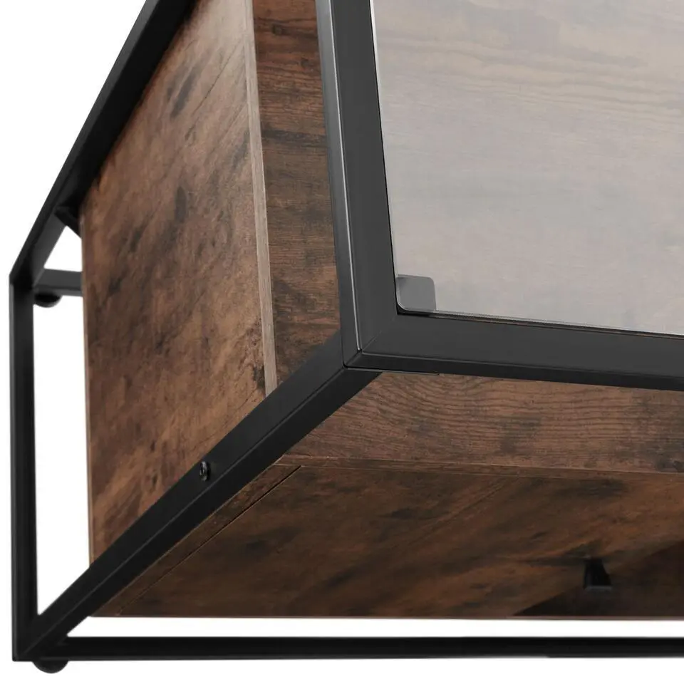 tectake Wandkast Oldham 100x38x80,5cm, Industrieel Hout Donker, Rustiek