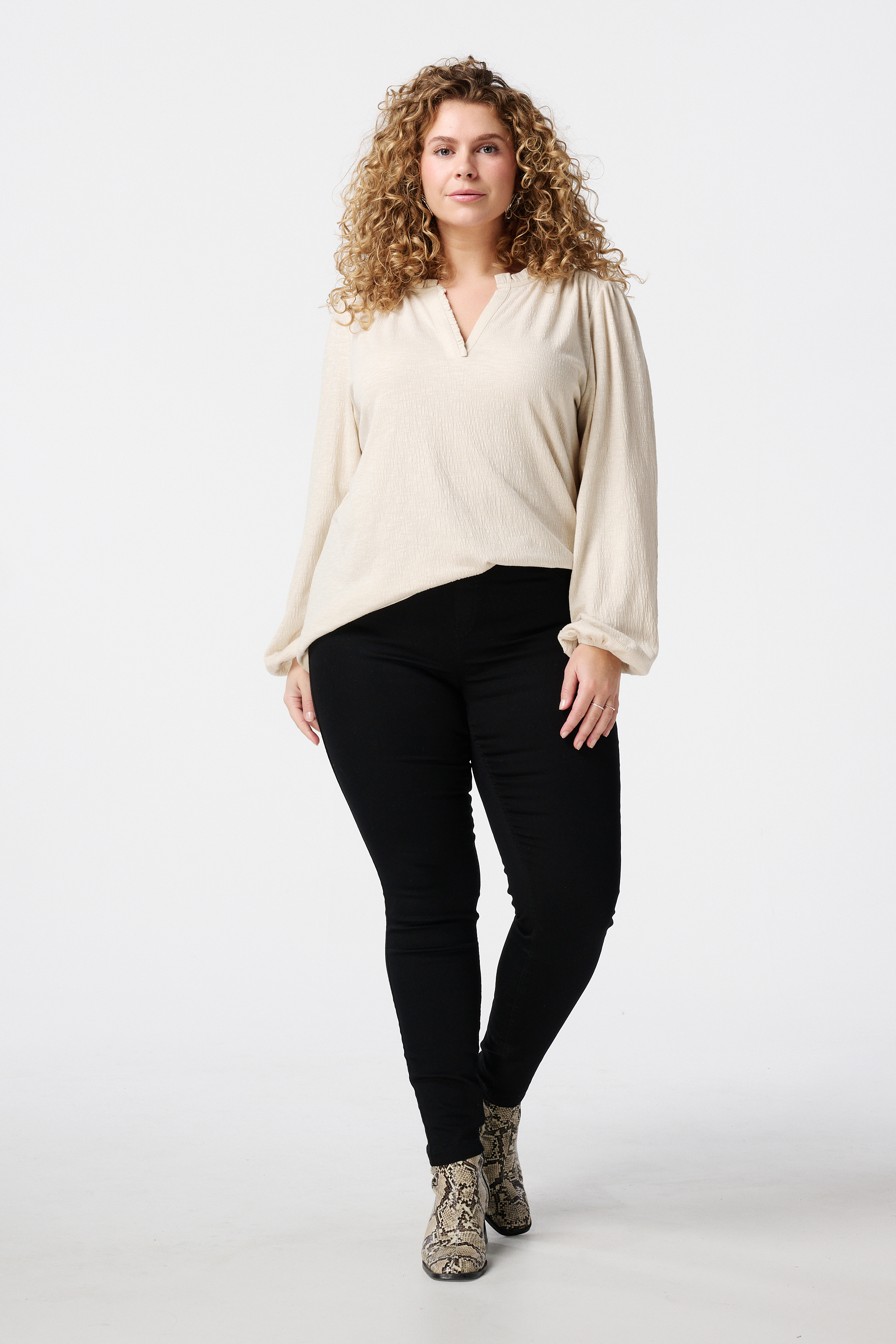 Tregging met denim look Zwart
