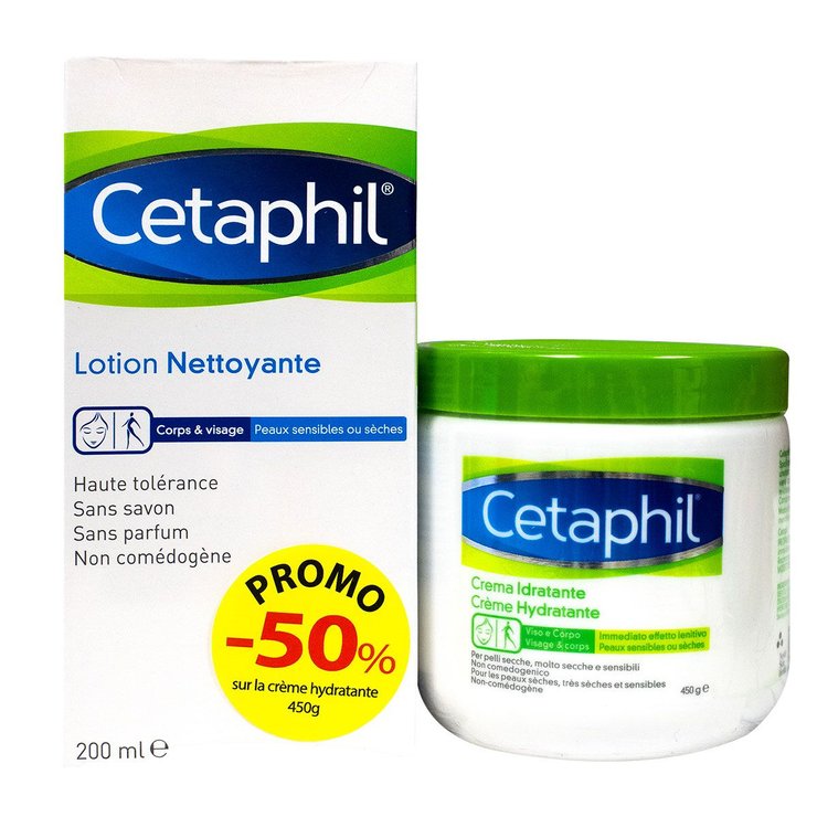 Cetaphil lotion nettoyante + crème hydratante 450g
