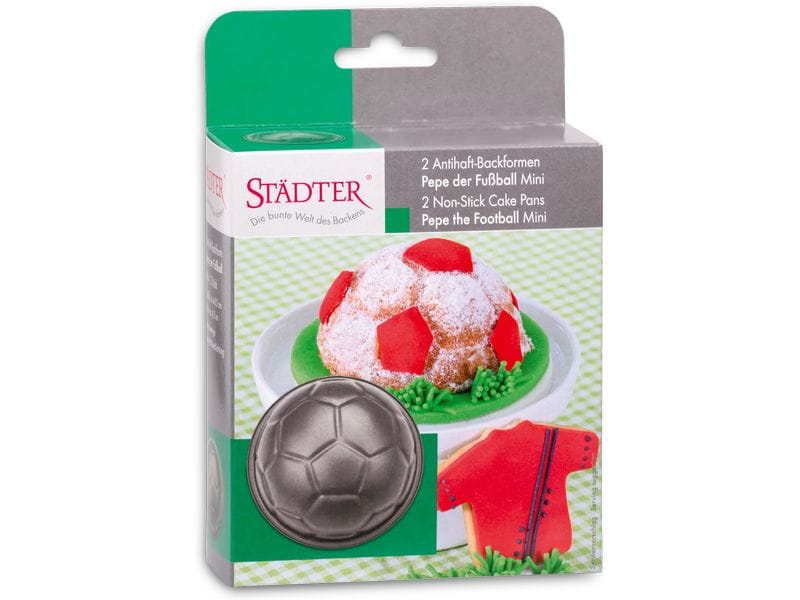 Städter Backform Pepe der Fussball Mini 8.5 x 4 cm, 2 Stück Motiv-Backform
