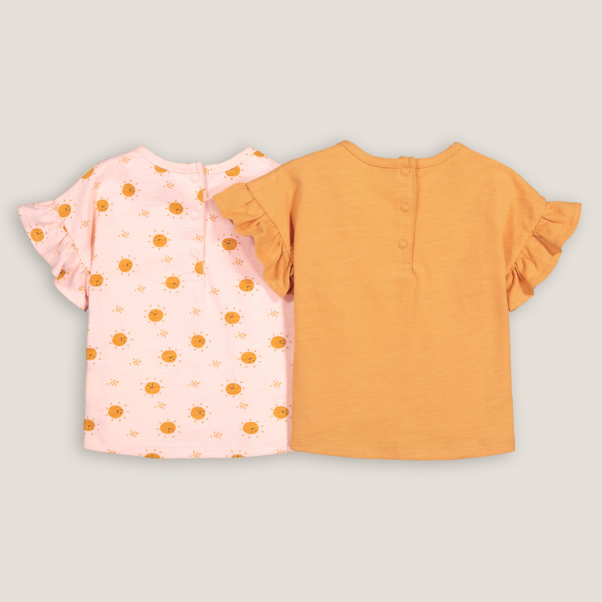 COLEÇÃO LA REDOUTE<br>Conjunto de 2 camisetas de manga curta com babado