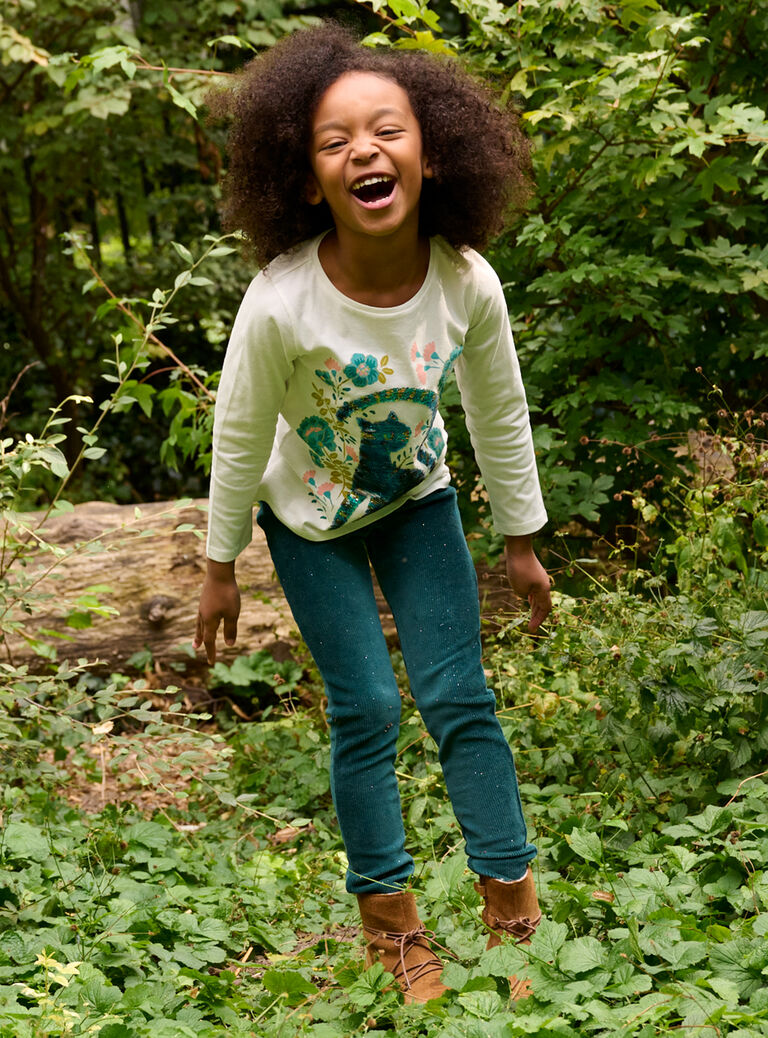 Pantalon bleu canard souple pour fille