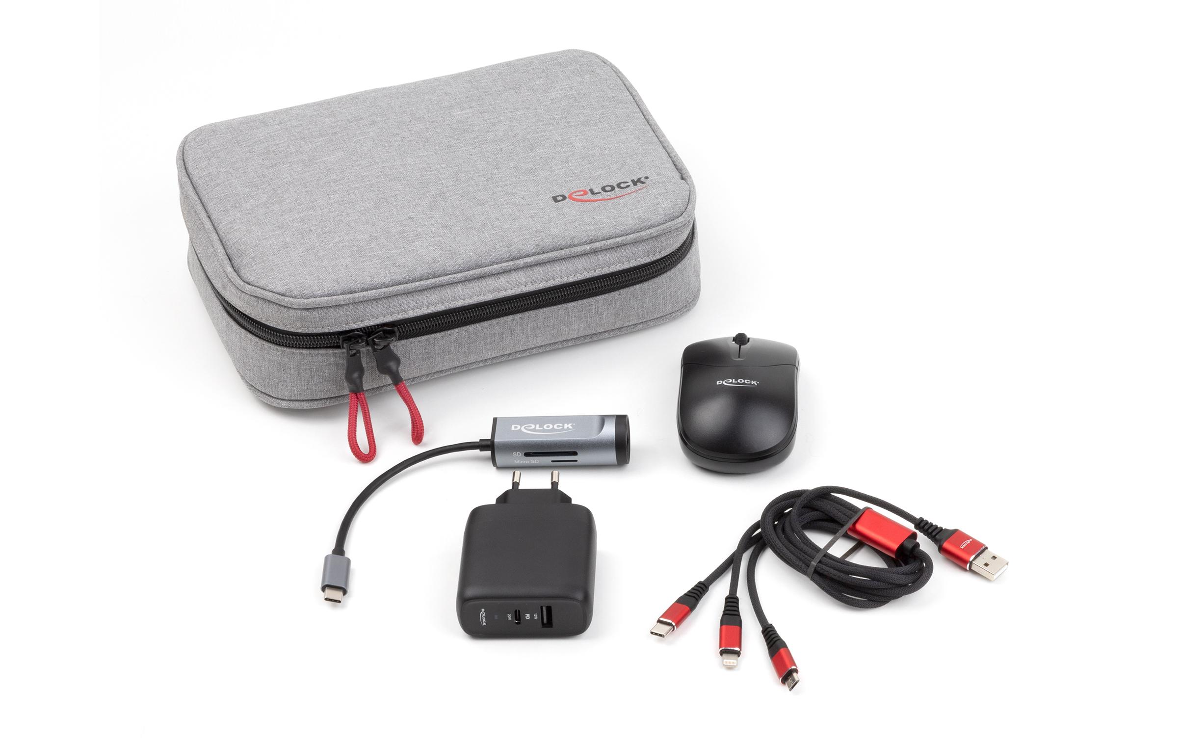 Travel Kit IV Business EditionDelock Travel Kit IV Business Edition – USB Hub / Netzteil / Maus / 3 in 1 Ladekabel