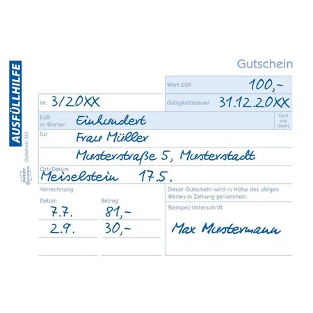 Avery Zweckform 361 Gutschein, A6 quer, mit Blaupapier, 2x50 Blatt
