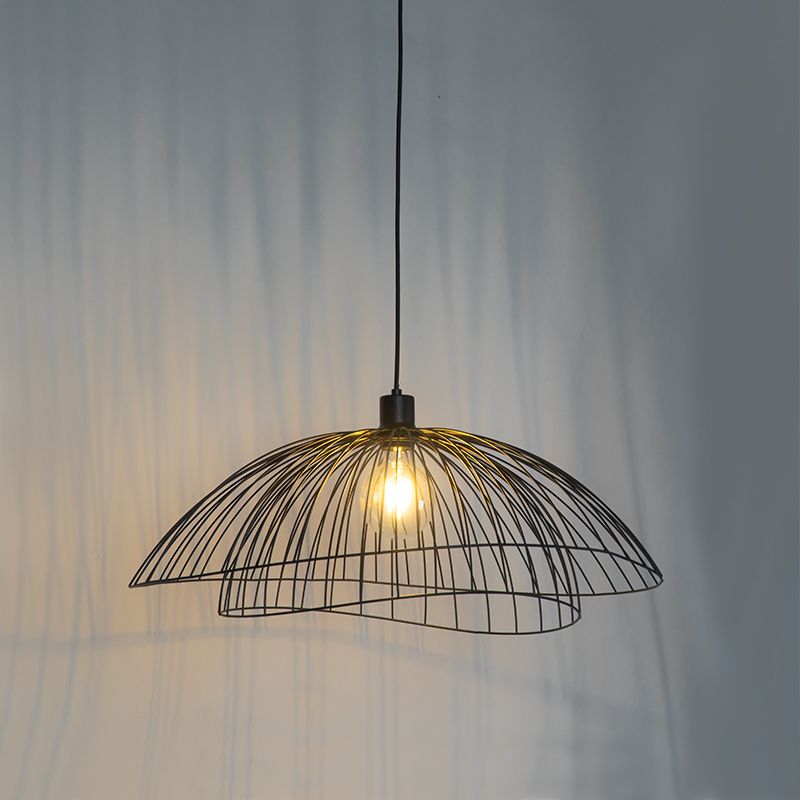 Design hanglamp zwart met dubbele kap 66cm - Pua