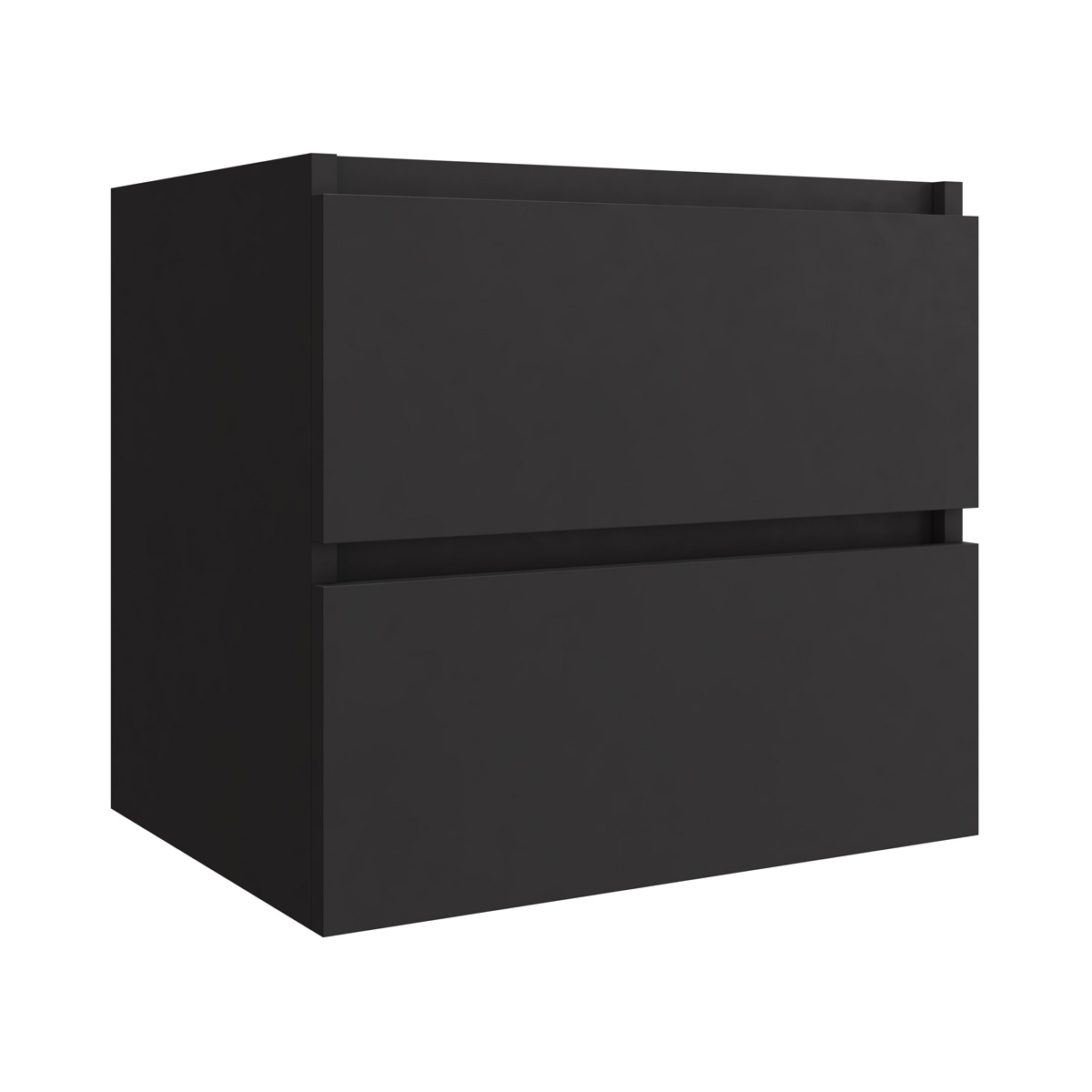 Fontana Rovigo badmeubel 60cm met zwarte wastafel zonder kraangat zwart mat