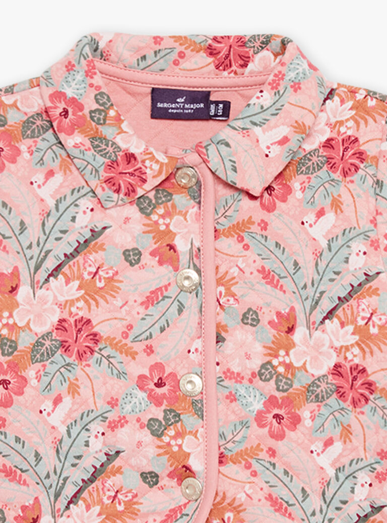Veste matelassée vieux rose à fleurs