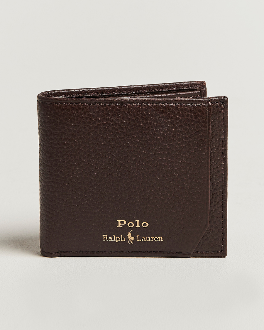Polo Ralph Lauren Pebble Leather  Billfold Wallet Dark Brown