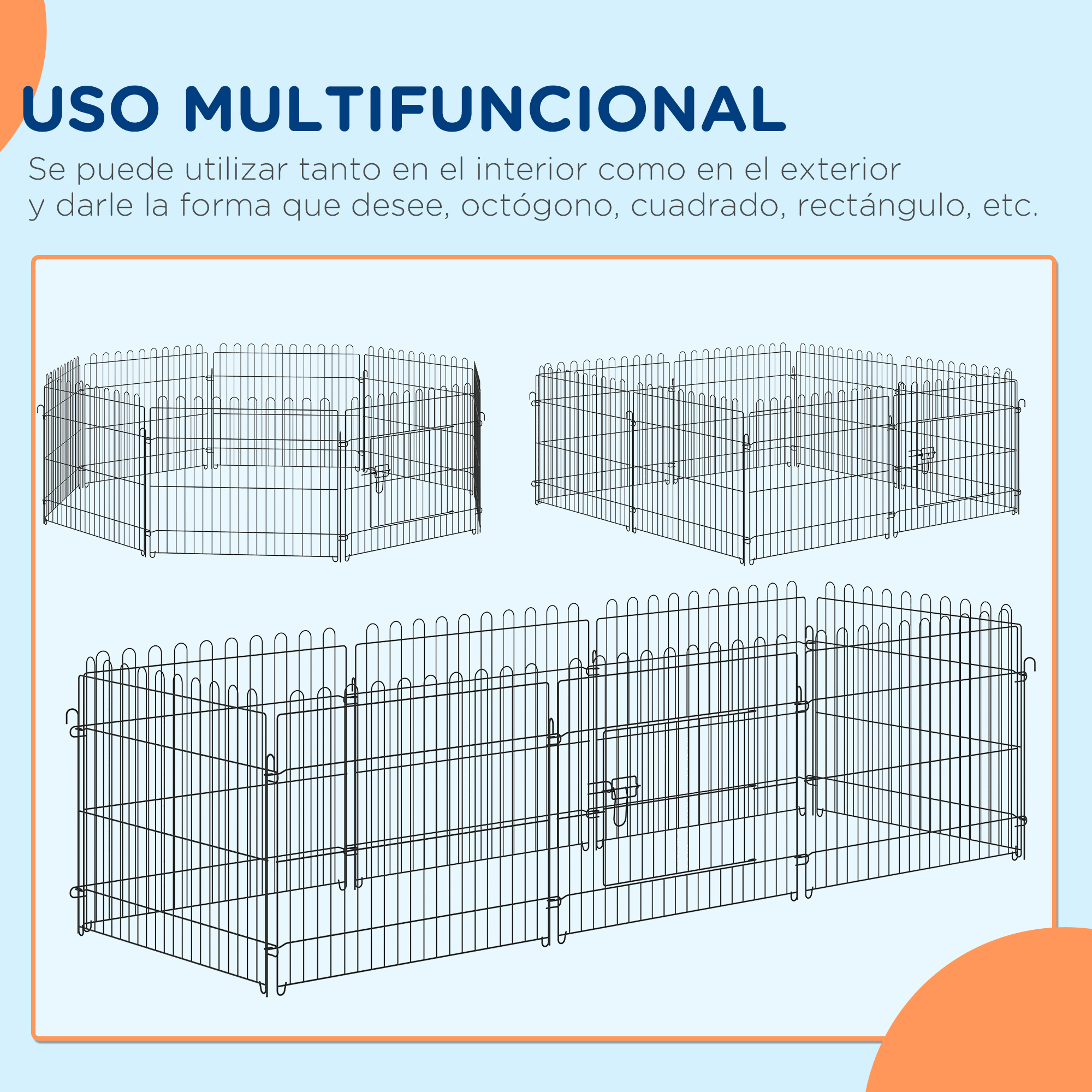 Conjunto de brinquedos para animais de estimação PawHut, cercado dobrável para cães com 8 painéis e comedouro elevado com 4 alturas ajustáveis, 71x61 cm, 43x25x30 cm, preto
