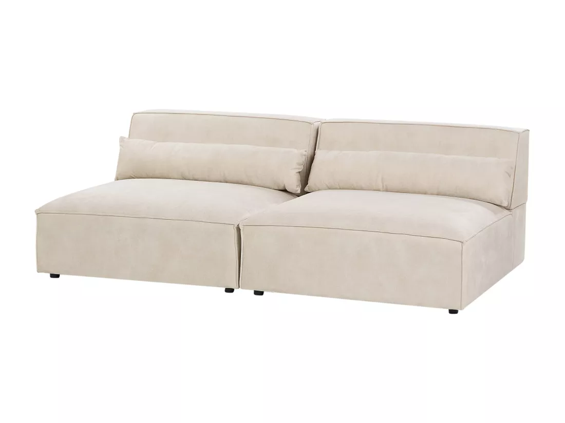 Canapé 2 places modulable en velours sans accoudoirs beige HELLNAR