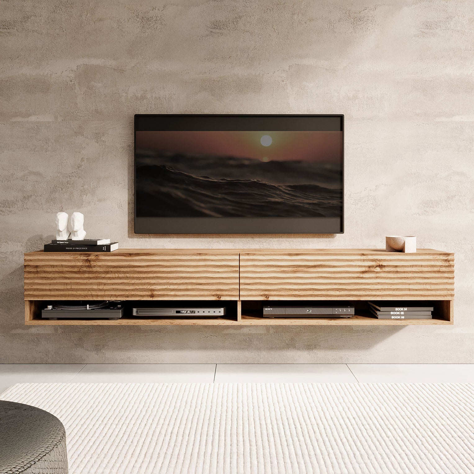 Asino - TV-Meubel - Wave eiken - 180 cm