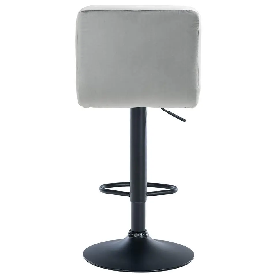 CLP Set van 2 Barkruk Peru zwart Frame - Fluweel - grijs