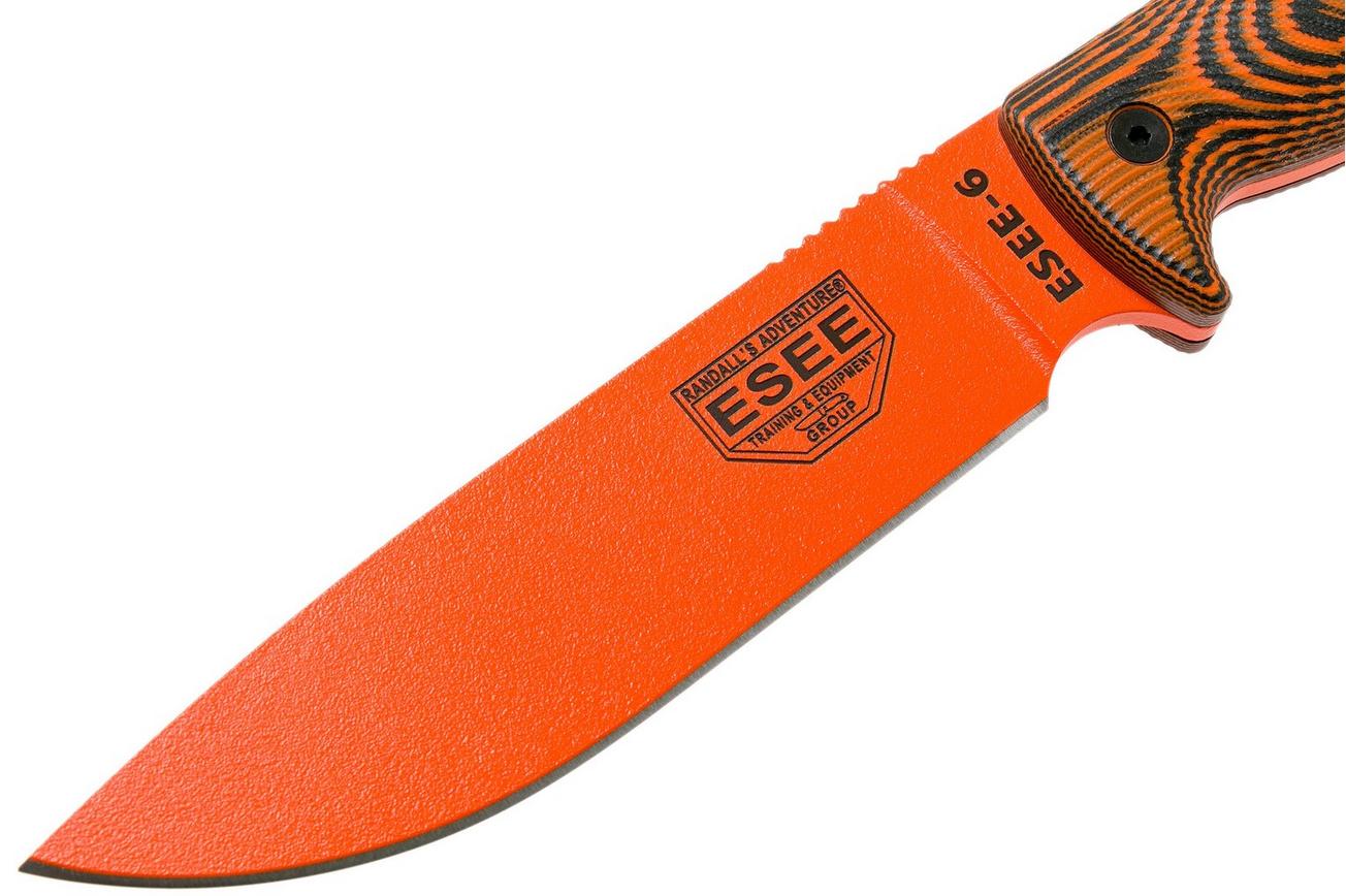 ESEE Model 6 Orange Blade 3D Neon Orange-Black G10 survivalmes 6POR-006 zwarte schede   clip plate