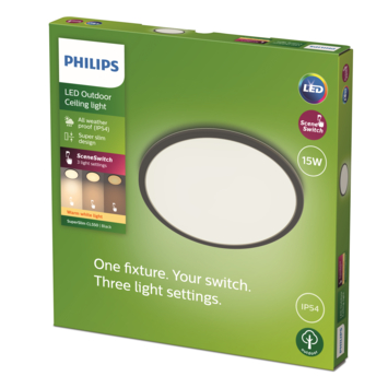Philips plafonnière superslim zwart