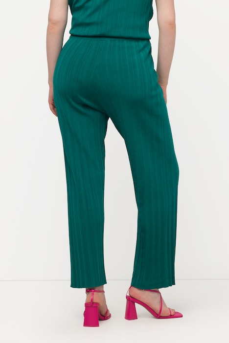 Strickhose, Feinripp, weites, gerades Bein, Elastikbund