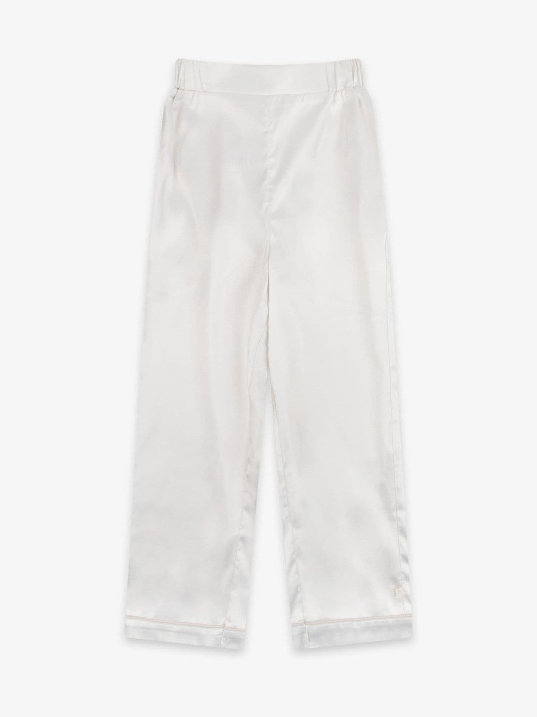 Crème - The Little Tailor Satijnen Kinder Kerstmis Pyjama's met Knoopsluiting