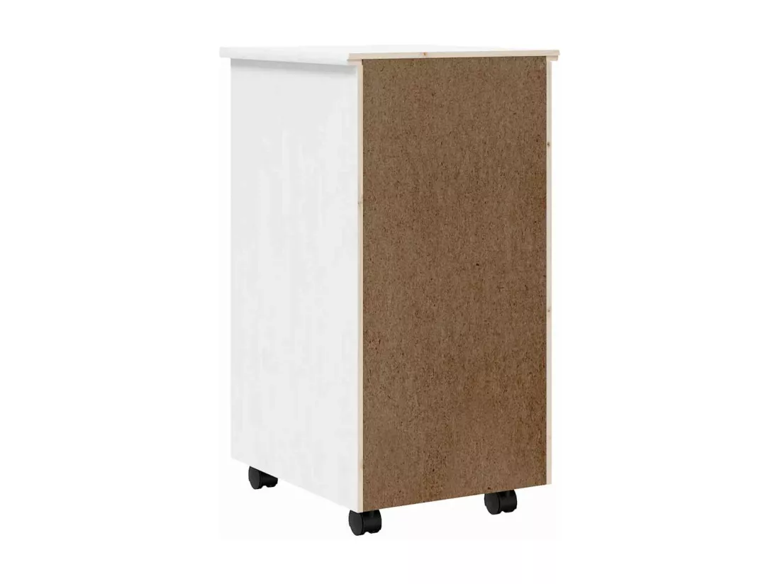 Armoire roulante avec tiroirs MOSS blanc bois de pin solide