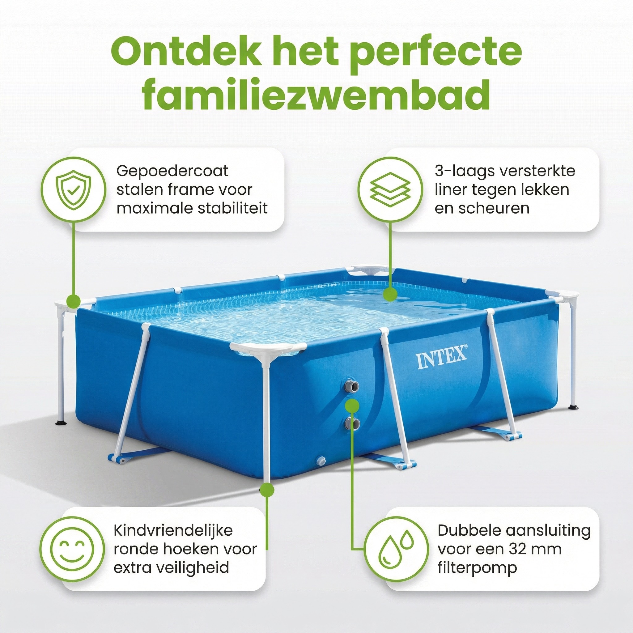 Intex rechthoekig frame 300x200x75cm zwembad