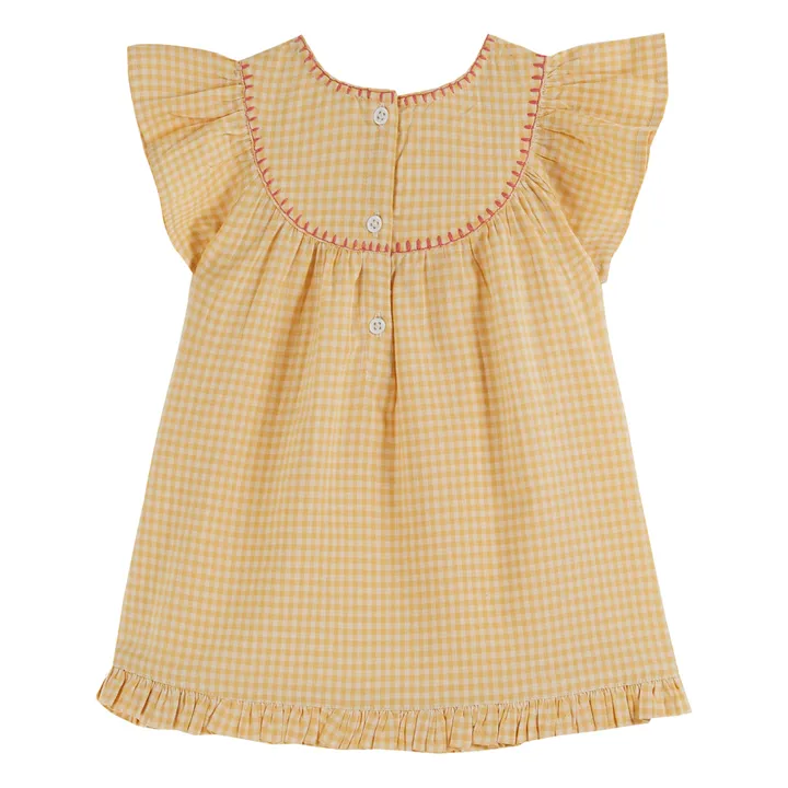 Emile et Ida Robe Brodée Vichy | Jaune