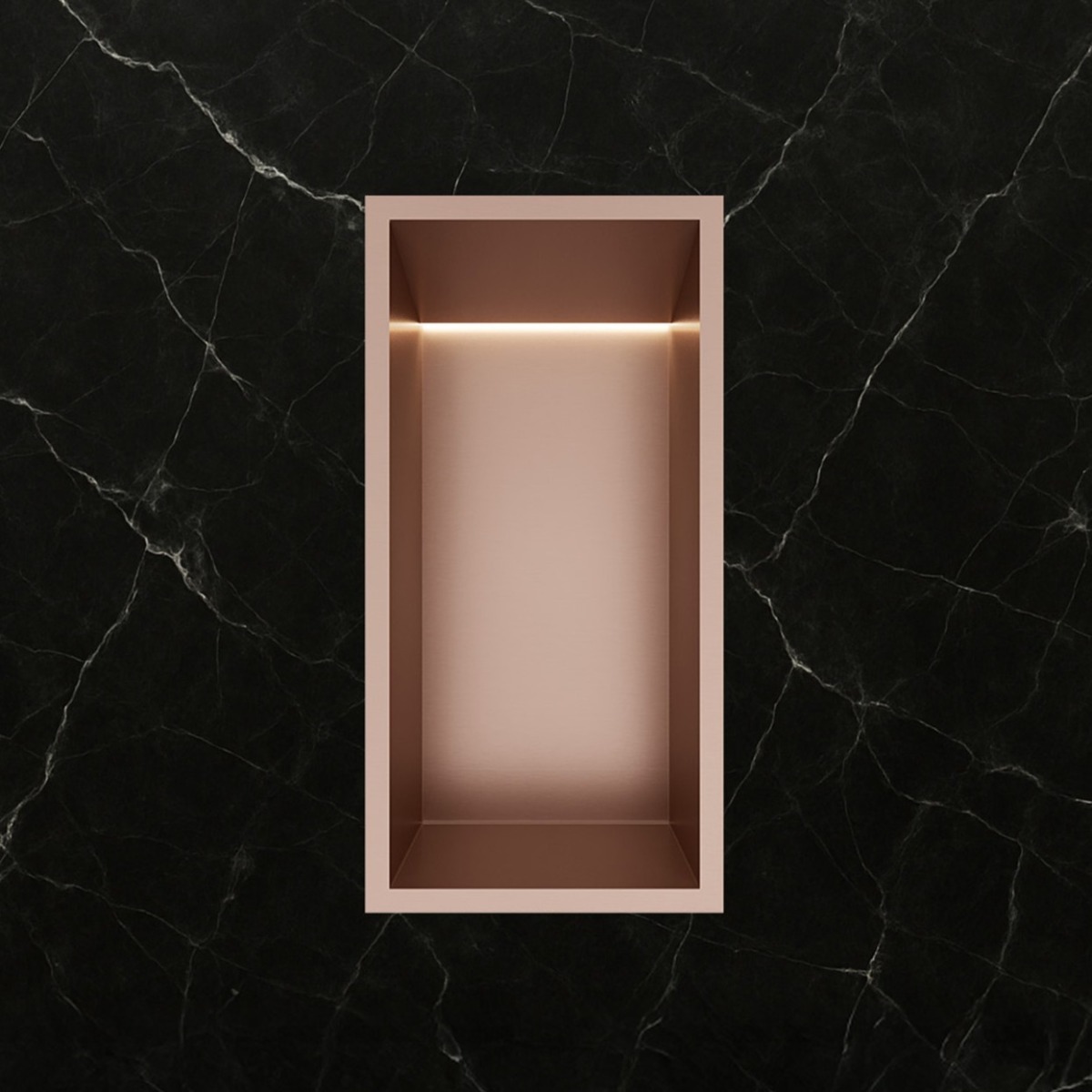 Hotbath &More inbouwnis met verlichting 30x15x10cm geborsteld koper PVD