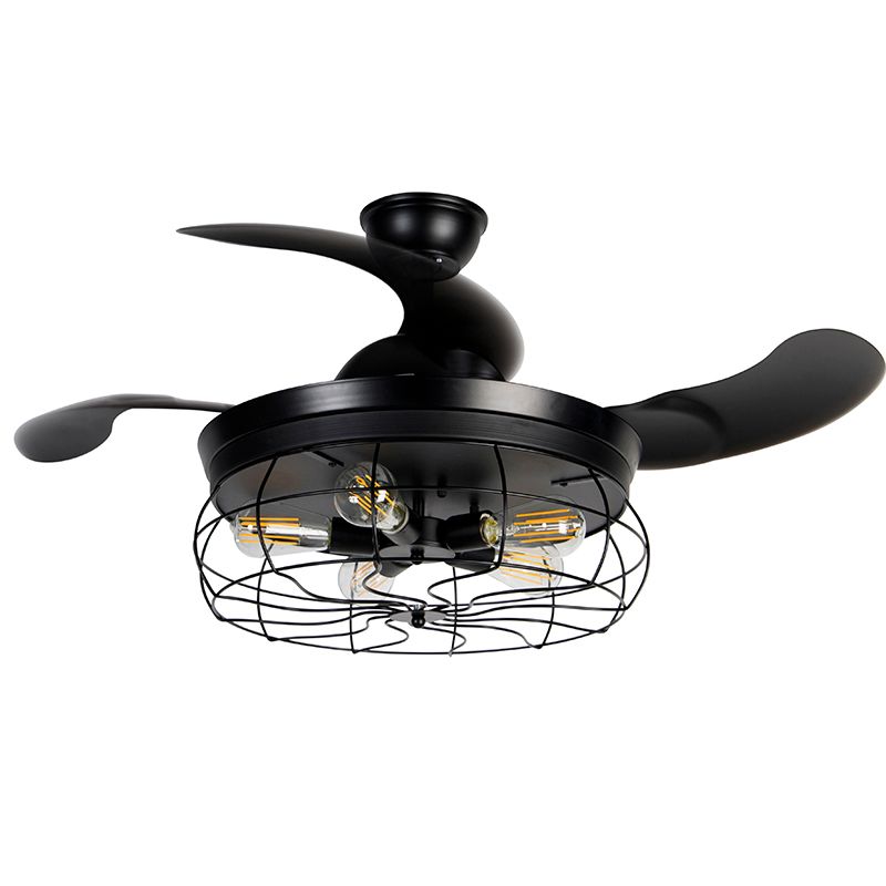 Plafondventilator zwart met inklapbare bladen 107cm 5-lichts met afstandsbediening - Gaiola