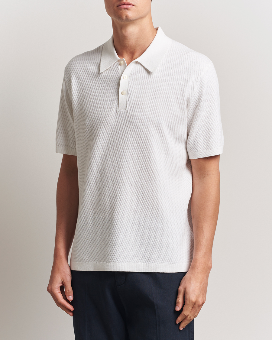 Tiger of Sweden Reid Structured Knitted Polo Pure White