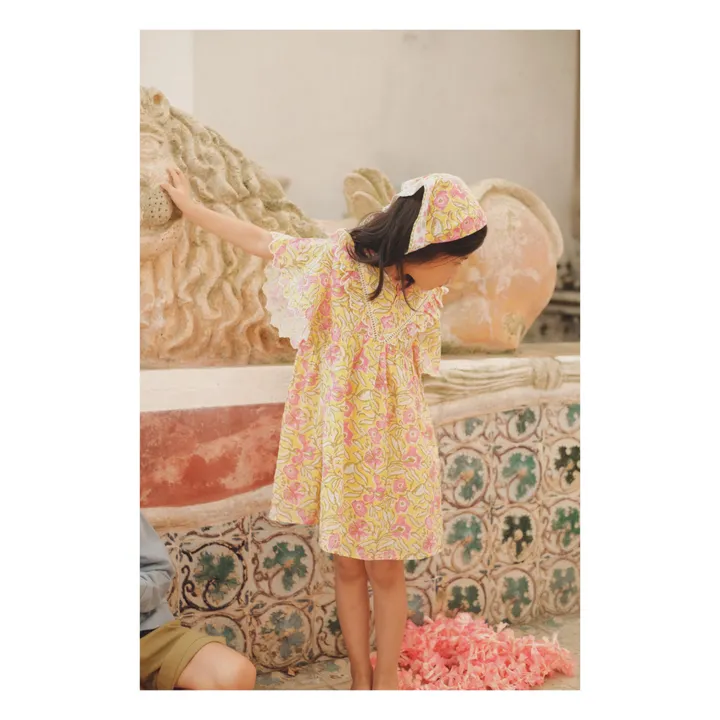 Louise Misha Robe Coton Bio Fleurs Siloe | Jaune